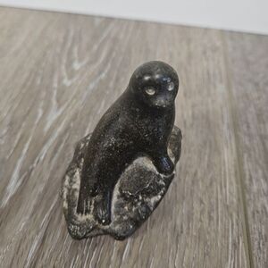 Vintage Wolf Original Hand Carved Cast Sculpture Sea Lion On A Rock Seal